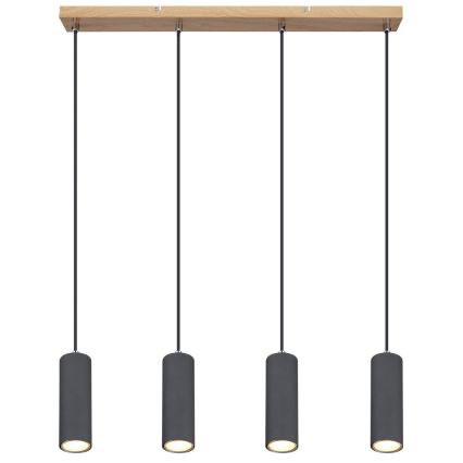 Globo - Ljuskrona med upphängningsrem 4xGU10/35W/230V grå/brun