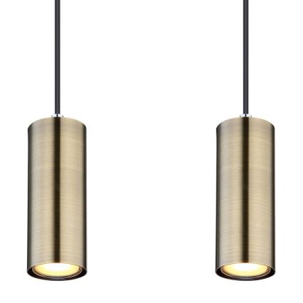 Globo - Ljuskrona med upphängningsrem 4xGU10/35W/230V svart/mässing