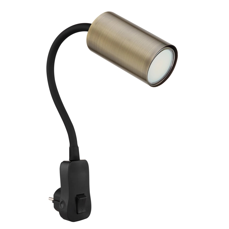 Globo - Väggspotlight flr uttag 1xGU10/25W/230V svart/mässing