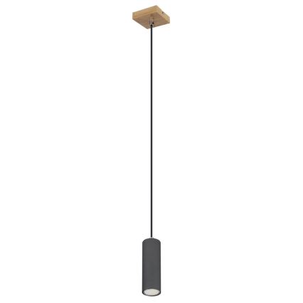 Globo - Ljuskrona med textilsladd 1xGU10/35W/230V grå/brun