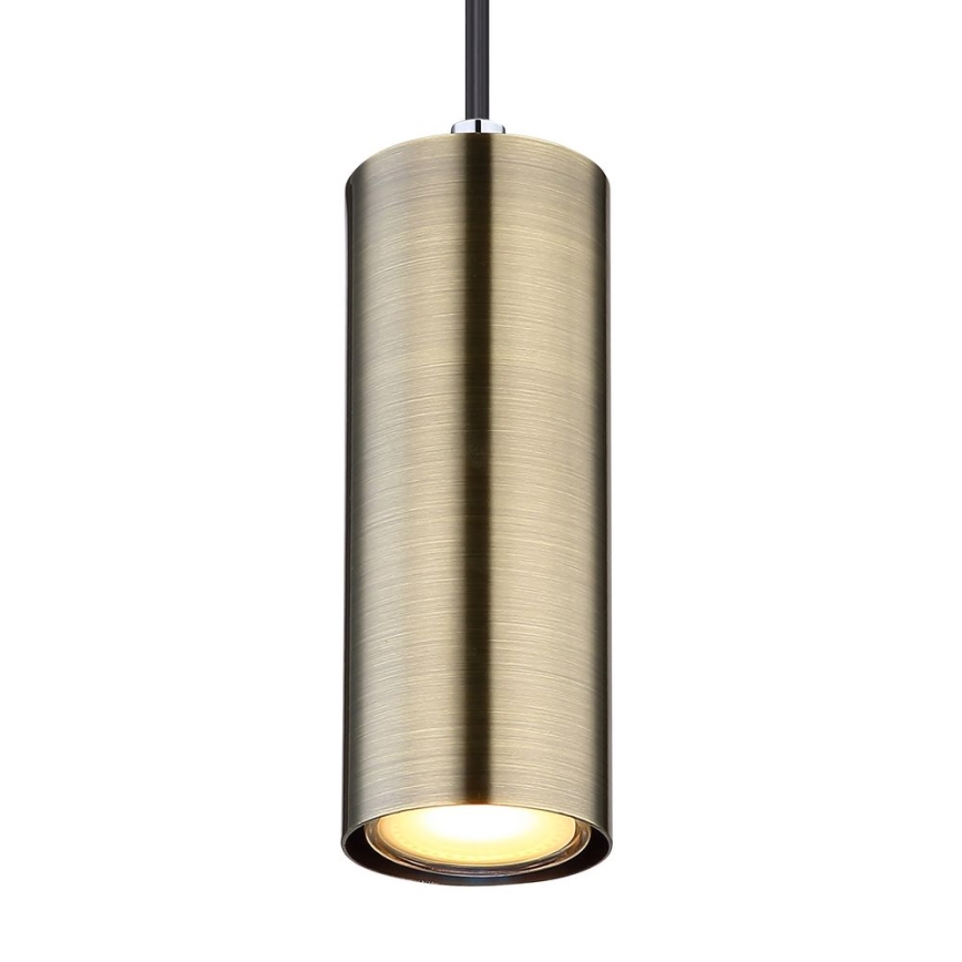 Globo - Ljuskrona med upphängningsrem 1xGU10/35W/230V svart/mässing