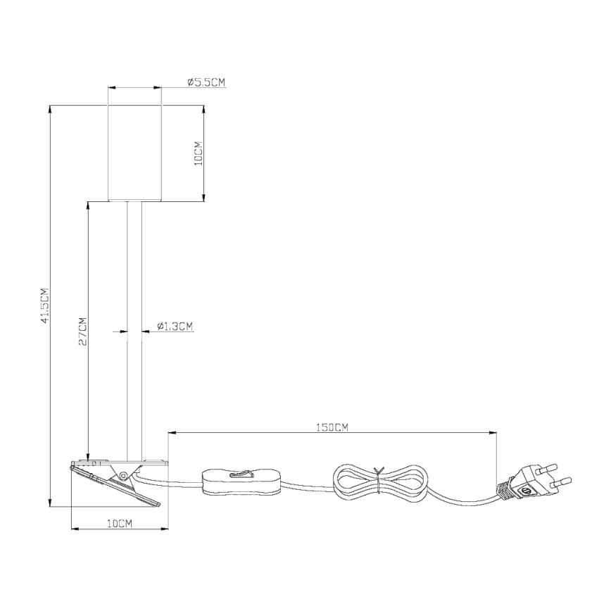 Globo - Flexibel lampa med klämma 1xGU10/25W/230V grå/brun