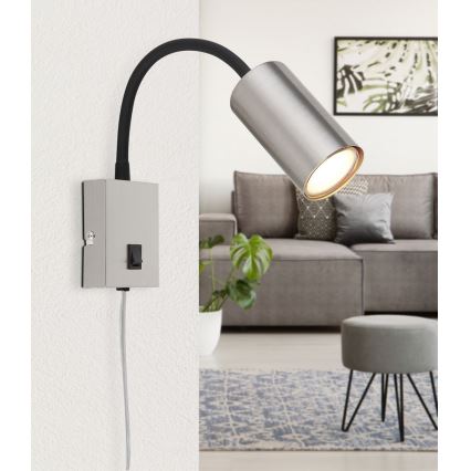 Globo - Flexibel vägglampa 1xGU10/25W/230V svart/matt krom