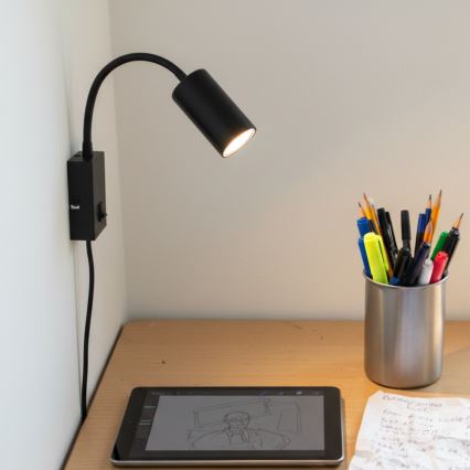 Globo - Flexibel vägglampa 1xGU10/25W/230V svart