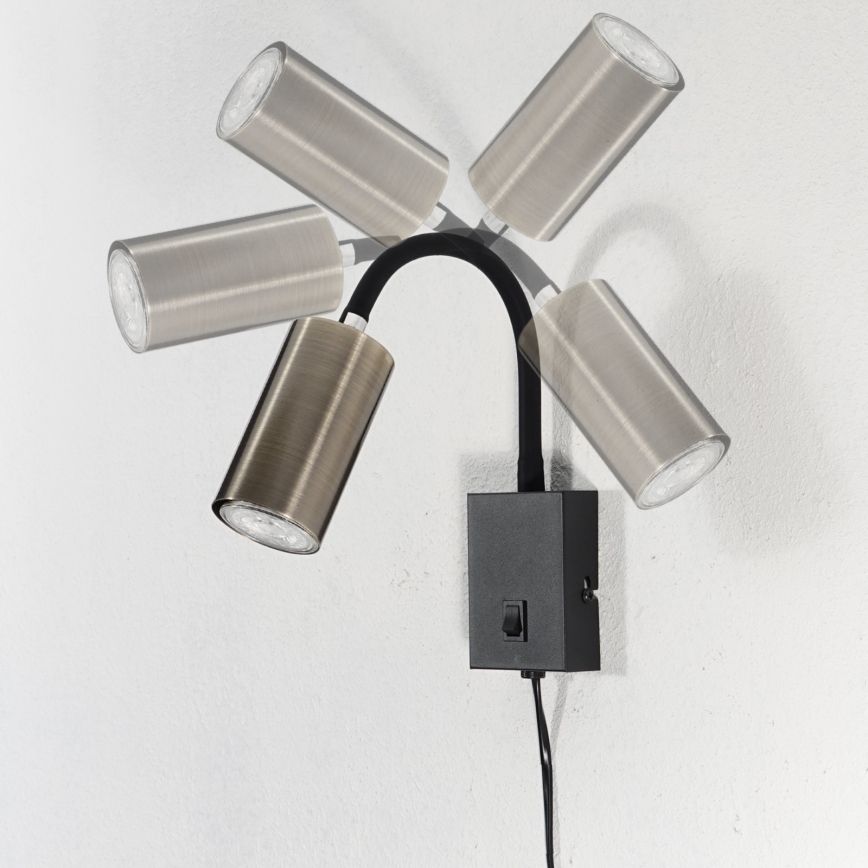 Globo - Flexibel vägglampa 1xGU10/25W/230V svart/mässing