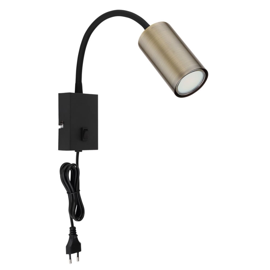 Globo - Flexibilní nástěnná lampa 1xGU10/25W/230V svart/mässing