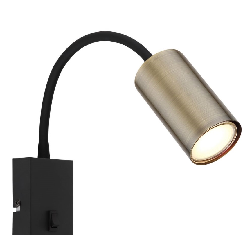 Globo - Flexibilní nástěnná lampa 1xGU10/25W/230V svart/mässing