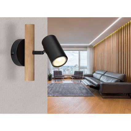 Globo - Väggspotlight 1xGU10/5W/230V trä/metall