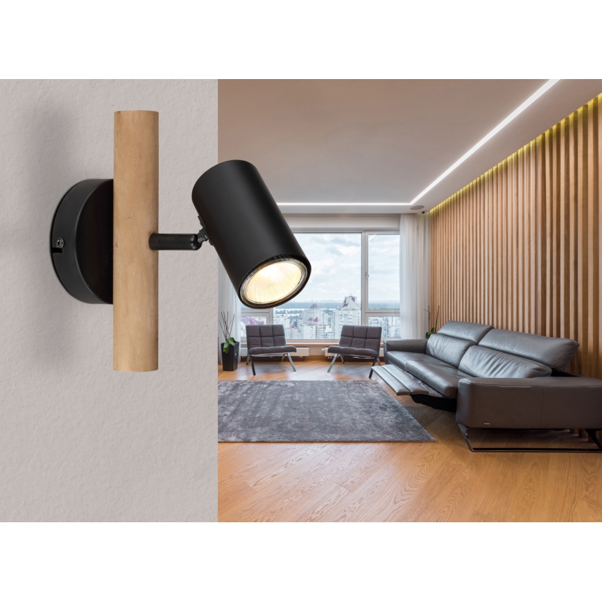 Globo - Väggspotlight 1xGU10/5W/230V trä/metall
