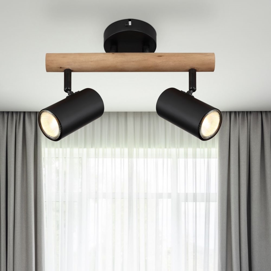 Globo - Spotlampa 2xGU10/5W/230V trä/metal