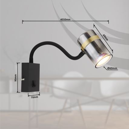 Globo - Flexibel vägglampa 1xGU10/8W/230V