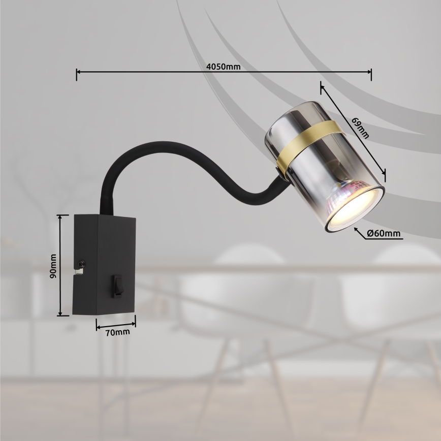Globo - Flexibel vägglampa 1xGU10/8W/230V