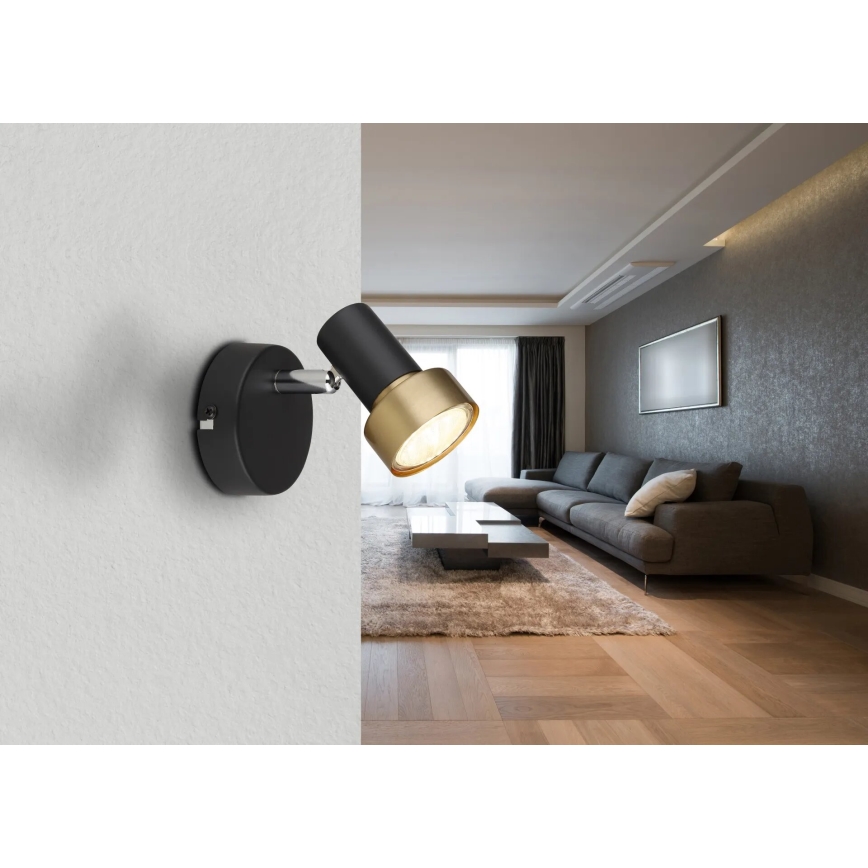 Globo - Väggspotlight 1xGU10/25W/230V svart/guld