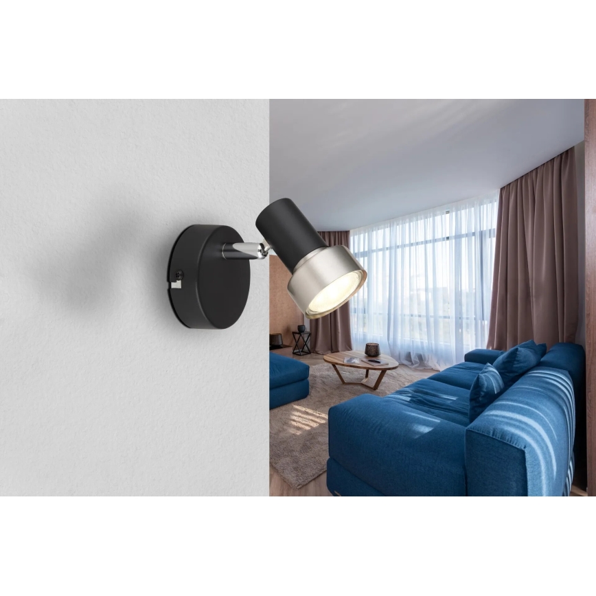 Globo - Väggspotlight 1xGU10/25W/230V svart/silver