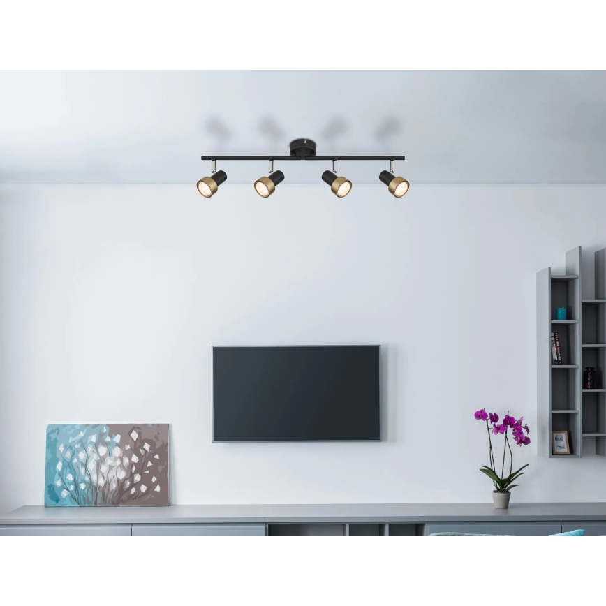 Globo - Spotlight  4xGU10/25W/230V svart/guld