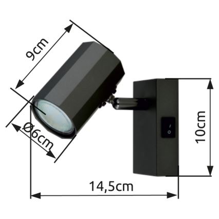 Globo - Väggspotlight 1xGU10/25W/230V svart