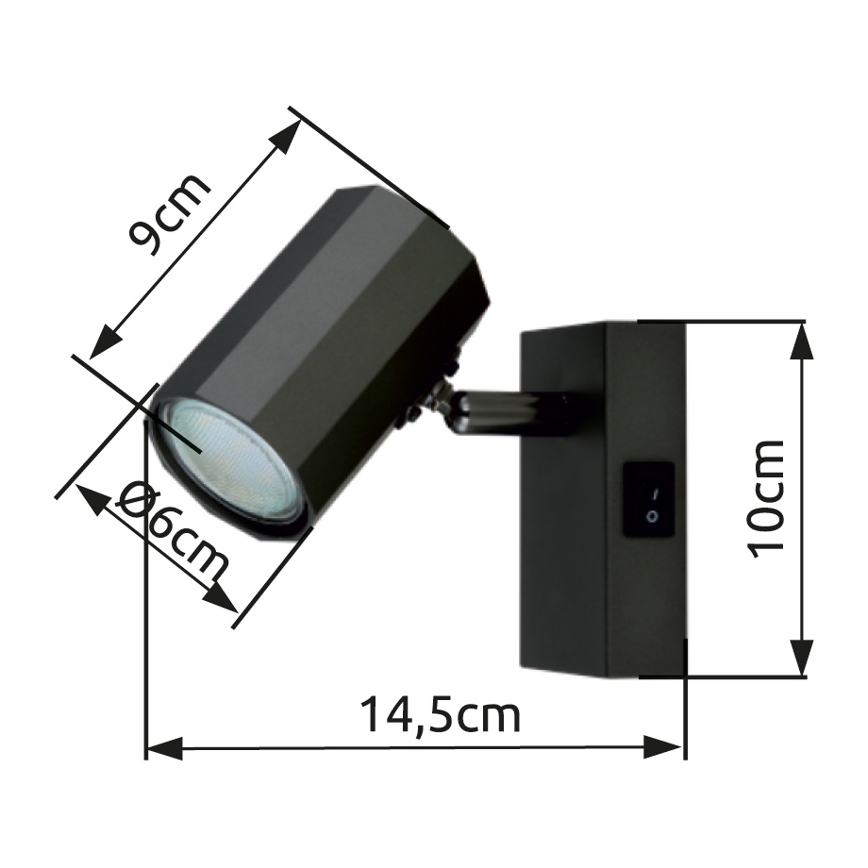 Globo - Väggspotlight 1xGU10/25W/230V svart