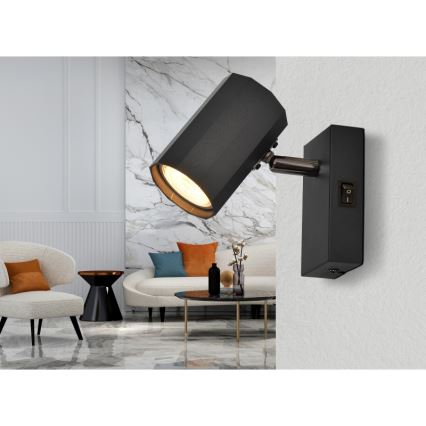 Globo - Väggspotlight 1xGU10/25W/230V svart