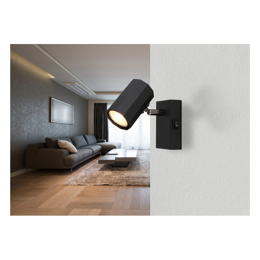 Globo - Väggspotlight 1xGU10/25W/230V svart
