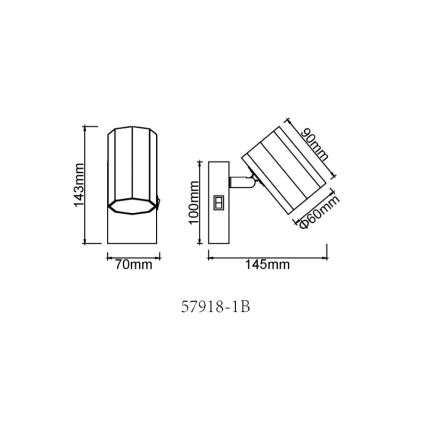 Globo - Väggspotlight 1xGU10/25W/230V svart