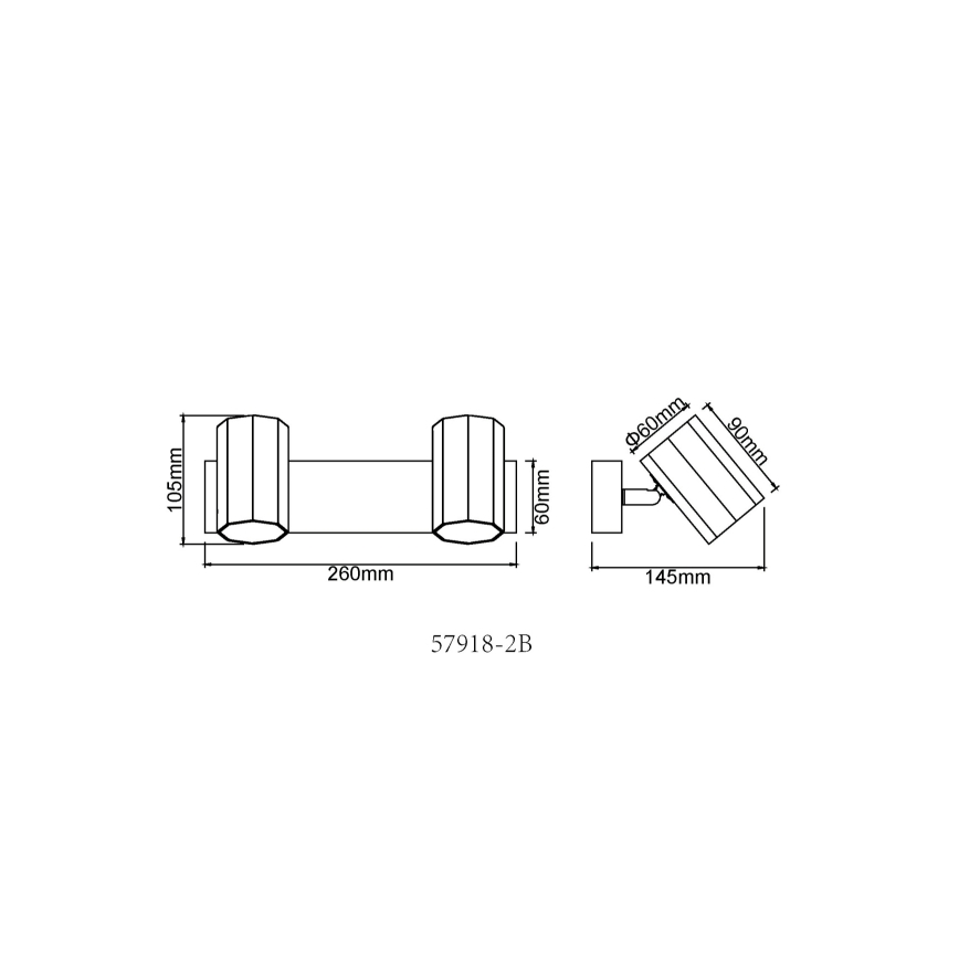 Globo - Spotlight 2xGU10/25W/230V svart