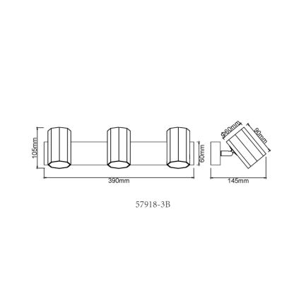 Globo - Spotlight 3xGU10/25W/230V svart