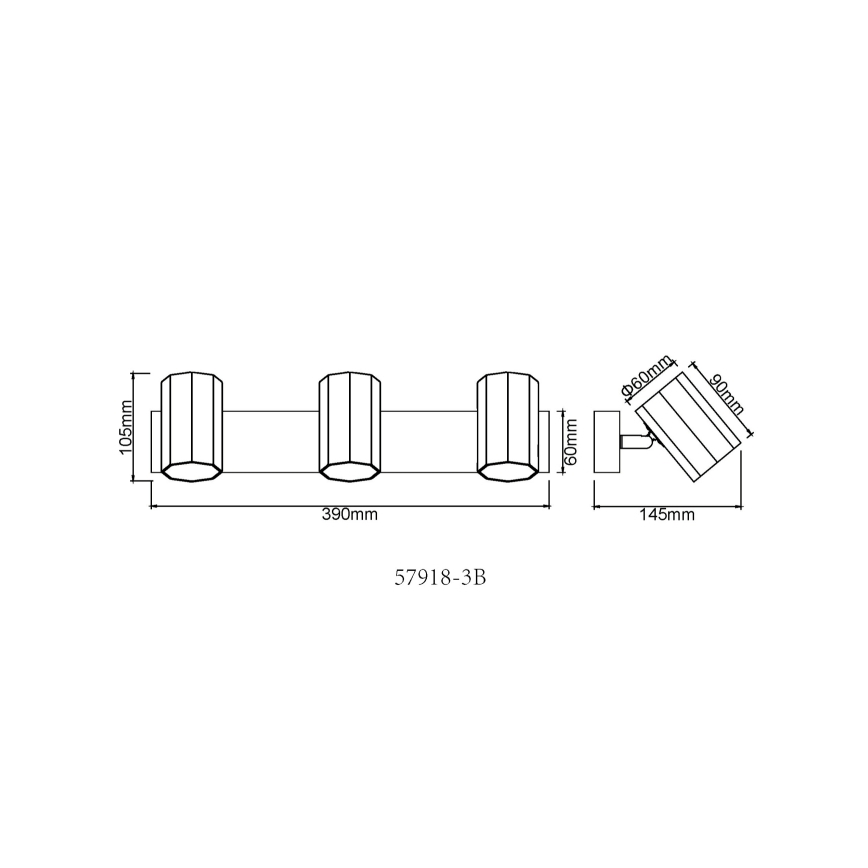 Globo - Spotlight 3xGU10/25W/230V svart