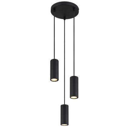 Globo - Ljuskrona med textilsladd 3xGU10/25W/230V svart