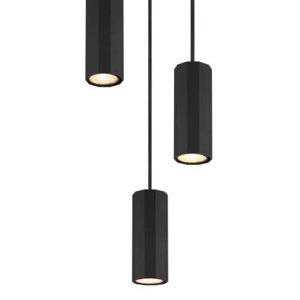 Globo - Ljuskrona med textilsladd 3xGU10/25W/230V svart