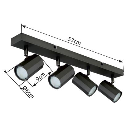 Globo - Spotlight 4xGU10/25W/230V svart
