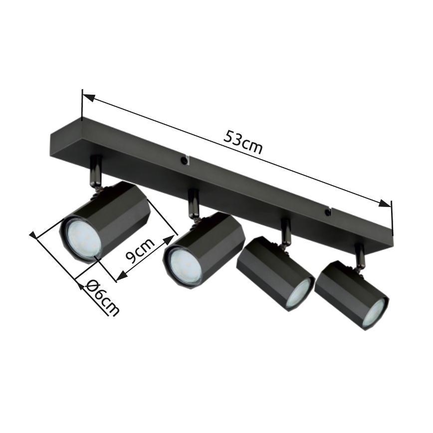 Globo - Spotlight 4xGU10/25W/230V svart