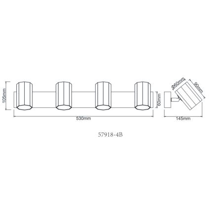 Globo - Spotlight 4xGU10/25W/230V svart