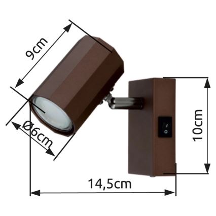 Globo - Väggspotlight 1xGU10/25W/230V brun