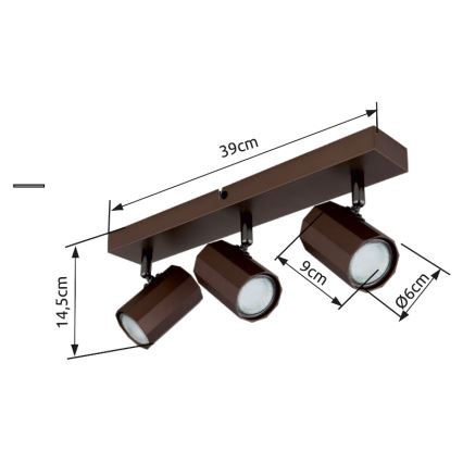 Globo - Spotlight 3xGU10/25W/230V brun