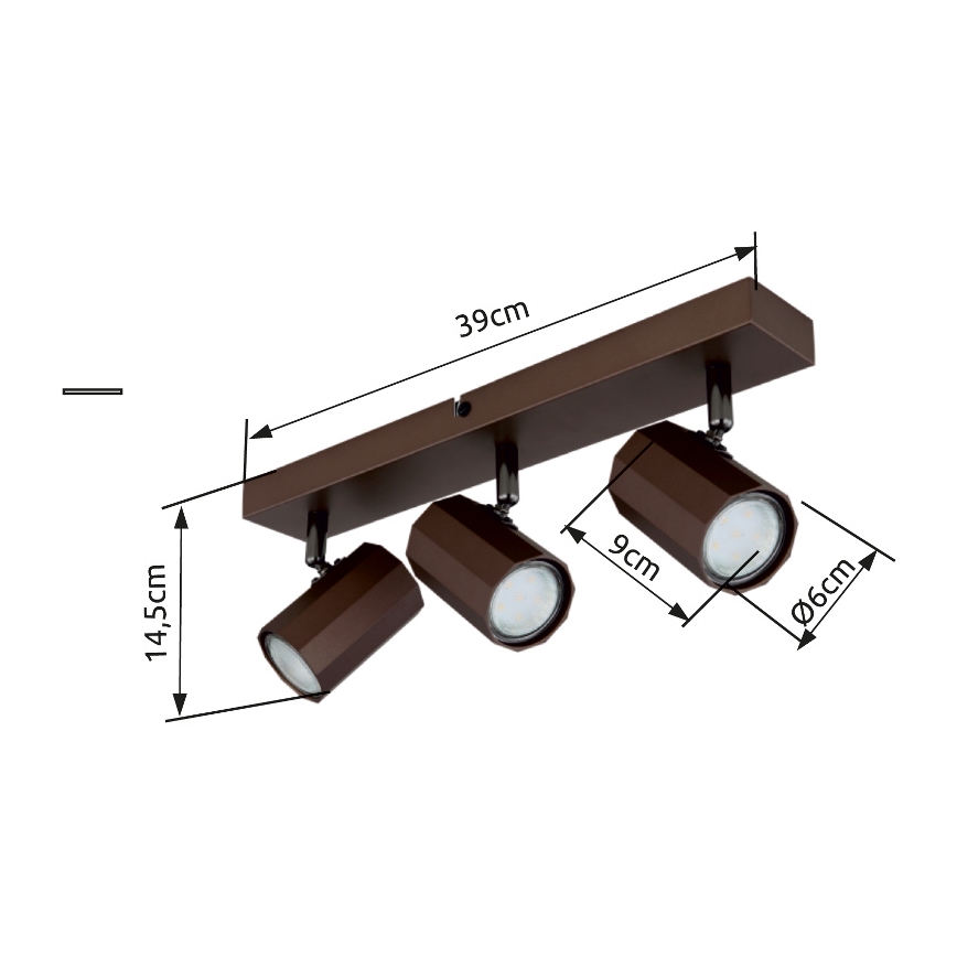 Globo - Spotlight 3xGU10/25W/230V brun