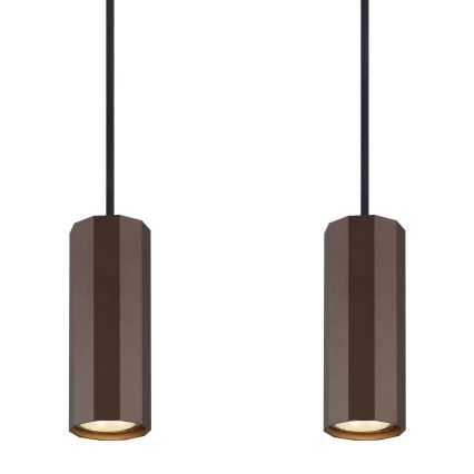 Globo - Ljuskrona med textilsladd 4xGU10/25W/230V brun