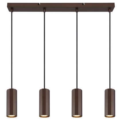 Globo - Ljuskrona med textilsladd 4xGU10/25W/230V brun