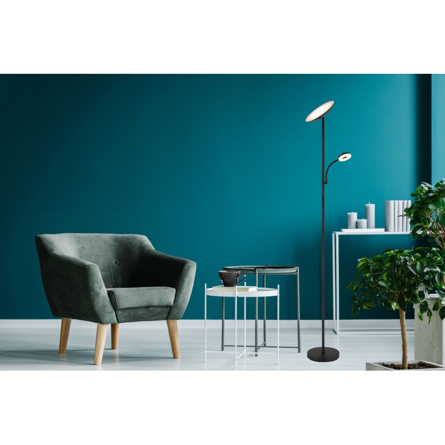 Globo - LED dimbar golvlampa LED/20W/230V+ LED/5W 3000/4000/6500K svart