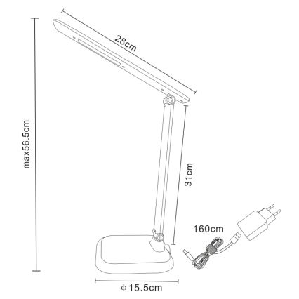 Globo 58209W - LED Dimbar Skrivbordslampa DAVOS LED/7W/230V