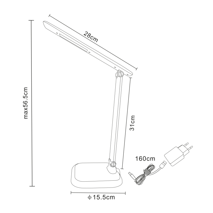 Globo 58209W - LED Dimbar Skrivbordslampa DAVOS LED/7W/230V