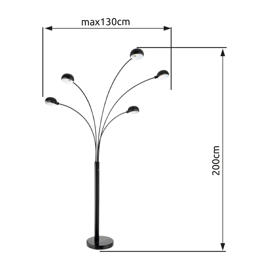 Globo - Golvlampa 5xE14/40W/230V svart
