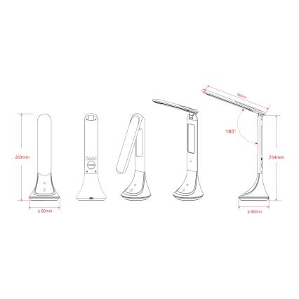 Globo - LED Ljusreglerad uppladdningsbar bordslampa med en display LED/4W/230V 2200 mAh vit