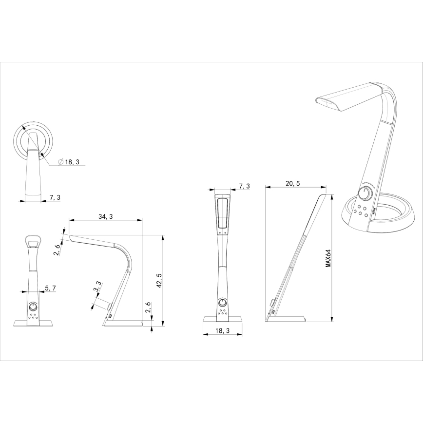 Globo - LED RGB Ljusreglerad bordslampa LED/8W/230V + LED/2W