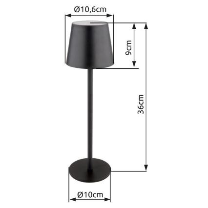 Globo - LED Ljusreglerad beröring utomhus lampa LED/3W/3,7V IP44 1800mAh + USB svart