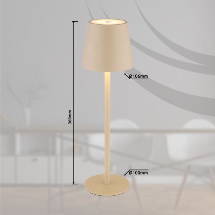 Globo - LED Ljusreglerad beröring utomhus lampa LED/3W/3,7V IP44 1800 mAh USB beige