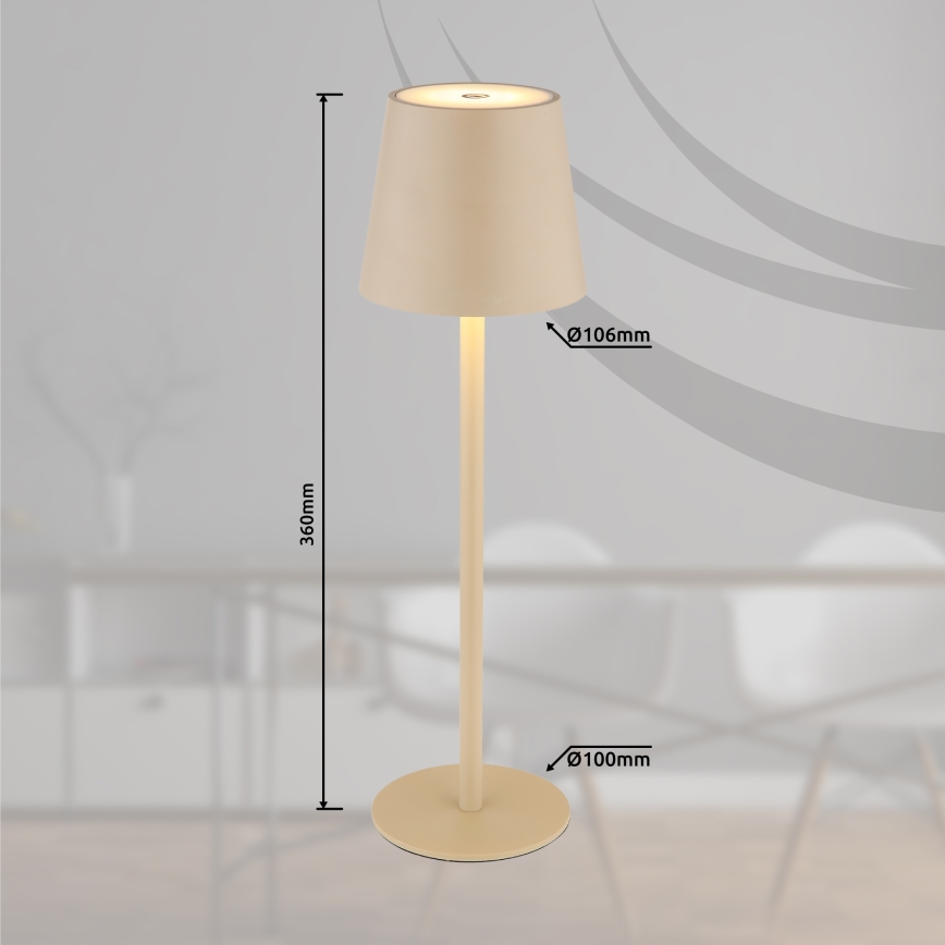 Globo - LED Ljusreglerad beröring utomhus lampa LED/3W/3,7V IP44 1800 mAh USB beige