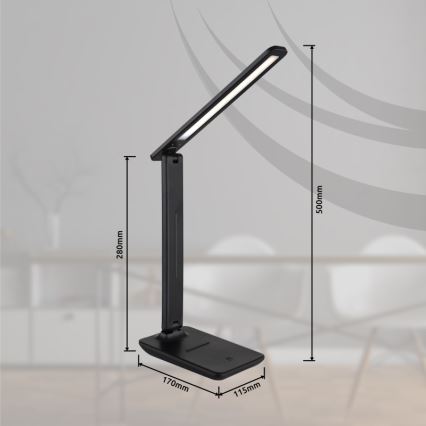 Globo - LED Touch ljusreglerad uppladdningsbar bordslampa LED/5W/5V 2700/4000/6500K 1800 mAh svart