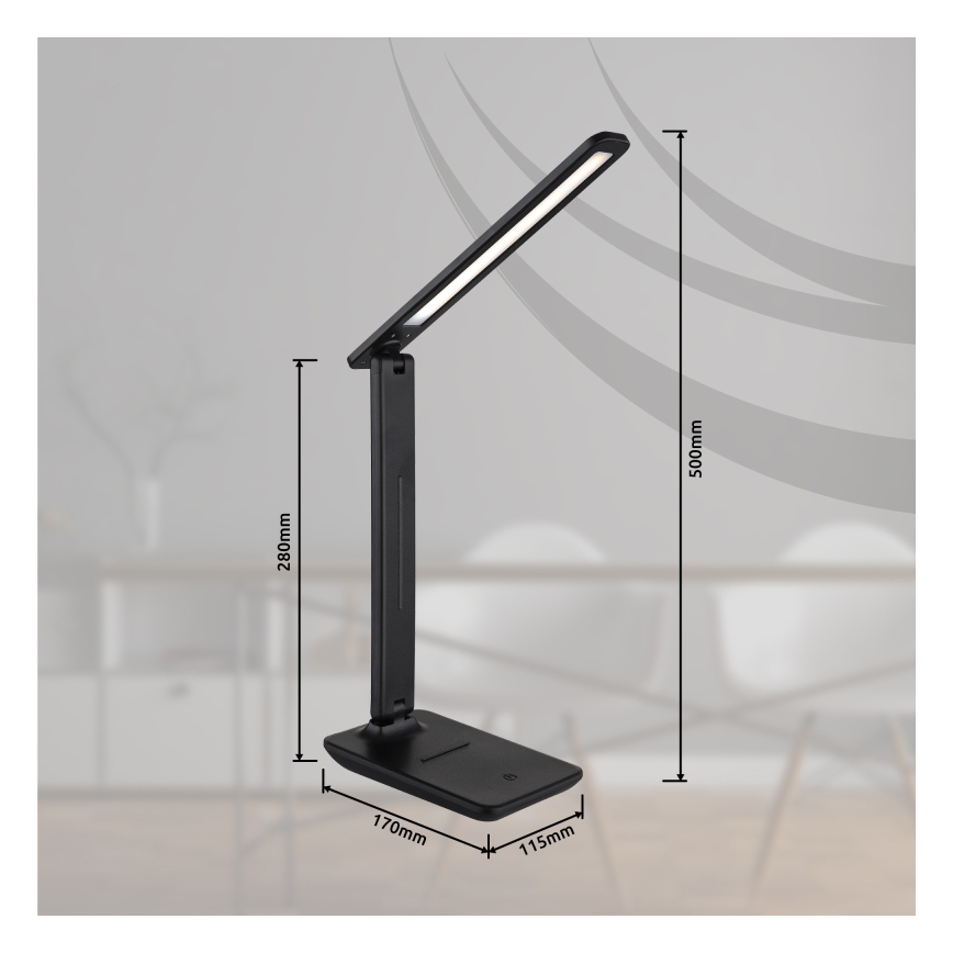 Globo - LED Touch ljusreglerad uppladdningsbar bordslampa LED/5W/5V 2700/4000/6500K 1800 mAh svart