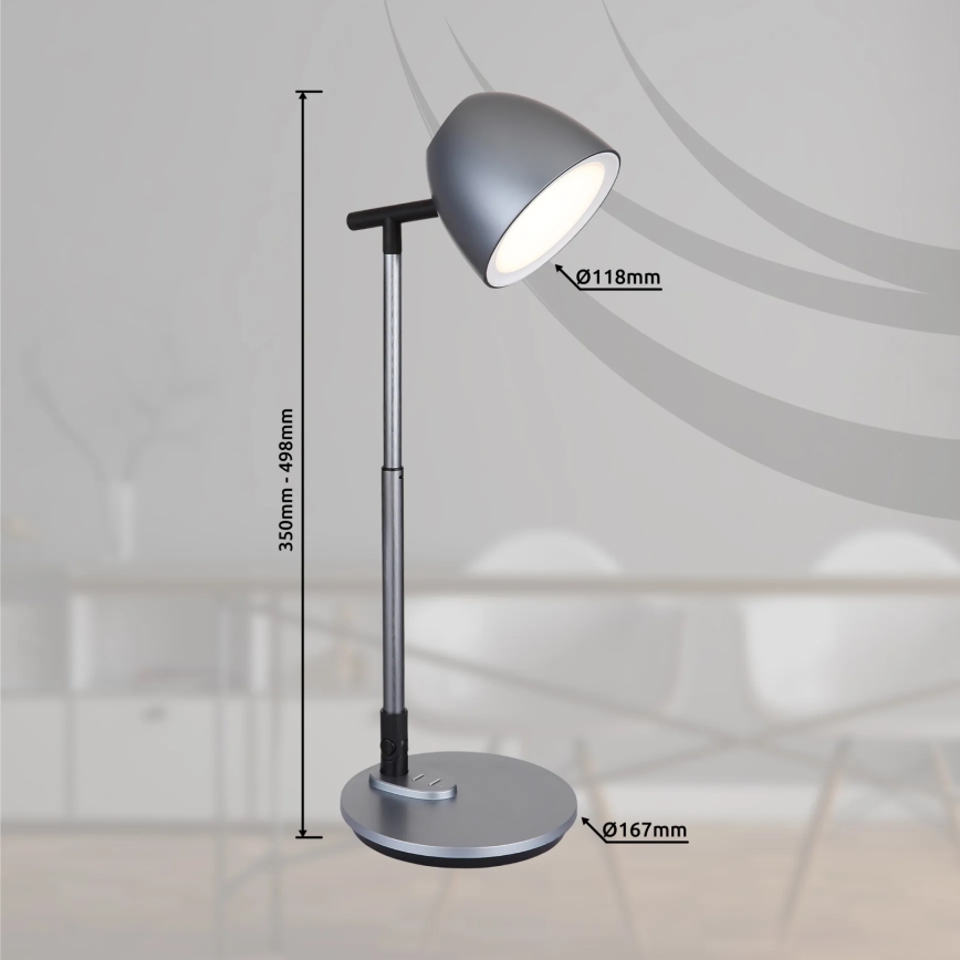 Globo - LED ljusreglerad bordslampa touch LED/7,5W/230V 3000K/4000K/6500K grå