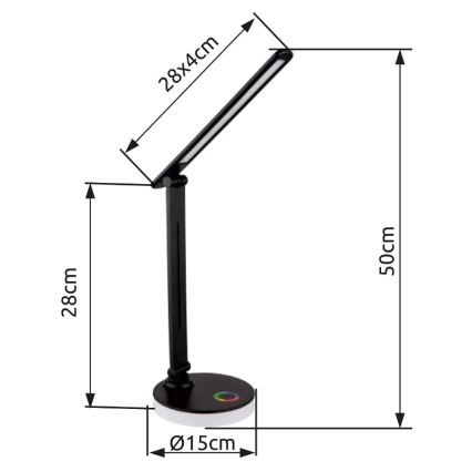 Globo - LED RGBW Dimbar touch bordslampa LED/5W/230V + LED/2W 2700K/4000K/6500K svart